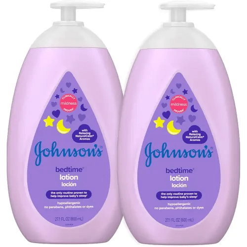 Johnson's Moisturizing Bedtime Baby Lotion with Coconut Oil & NaturalCalm Aromas to Help Relax Baby, Mild, Hypoallergenic & Paraben-, Phthalate- & Dye-Free, Twin Pack, 27.1 fl. oz, 2 Pack