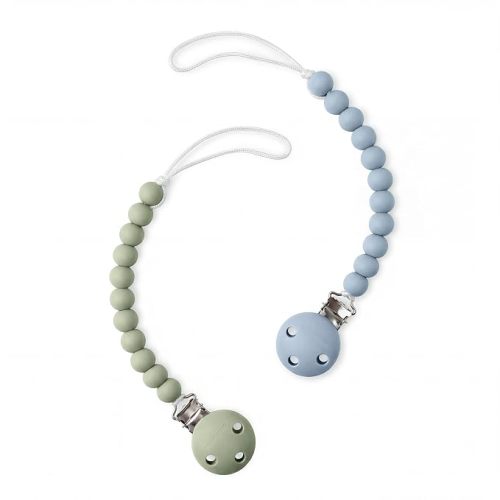 Comfy Cubs Pacifier Clips 2 Pack - 100% Food Grade Silicone Baby Pacifier Clips, BPA & PVC Free - CPSIA Certified, Lightweight and Flexible Baby Gifts - Pacific Blue and Sage