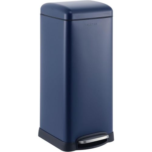 happimess HPM1007H Betty Retro 8-Gallon Step-Open Trash Can, Fingerprint Resistant, Modern, Minimalistic for Home, Kitchen, Laundry Room, Office, Bedroom, Bathroom, Denim Blue