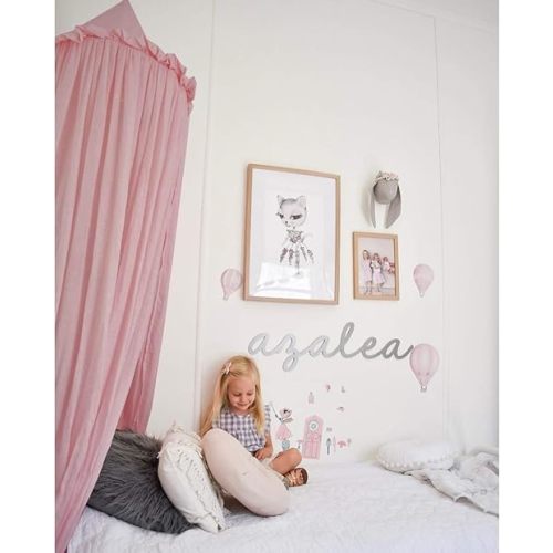 MAMERIA Kids Bed Canopy with Frills Cotton Hanging Tent Curtain Net for Reading Nook Hideaway Bedding Play Room Decor (Dusty Rose)
