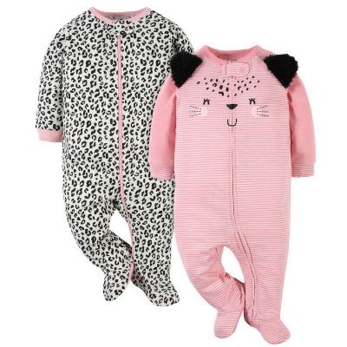 Gerber Baby Girls' Long Sleeve Sleep 'N Plays - Golden Floral - 3-6 Months - 2-Pack
