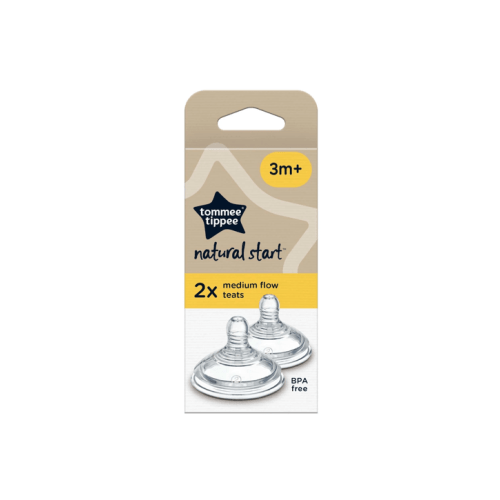 2 Pack Tommee Tippee Natural Start Medium Flow Teats - Multi - One Size