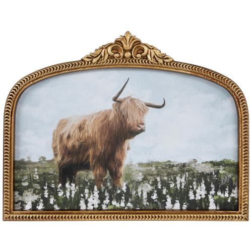 Highland Cow &amp; Flowers Wood Wall Decor