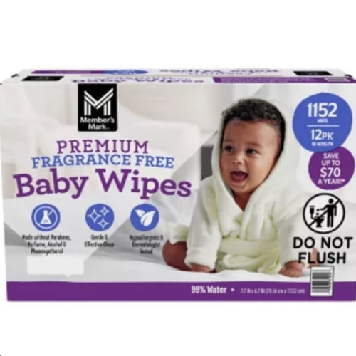 Member's Mark Premium Baby Wipes, Fragrance Free, 12 pk., 1152 Wipes - Sam's Club