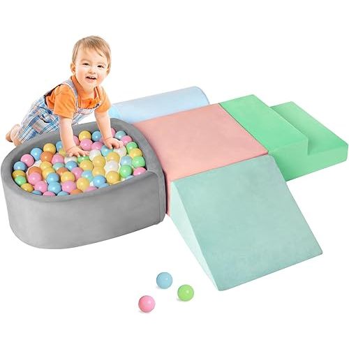 Climbing Toys for Toddlers 1-3 Inside, Soft Foam Climb Blocks & Ball Pit for Baby,5-Piece Baby Climbing Crawling Toys Activity Play Set(Balls Not Included)