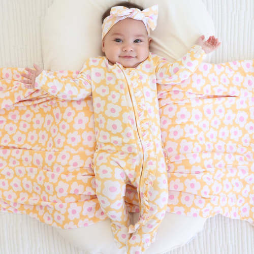 Sunshine Daisy Ruffle Zipper Footie
