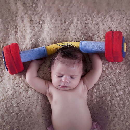 WOD Toys Baby Barbell Plush - Safe, Durable Fitness Toy for Newborns, Infants and Babies