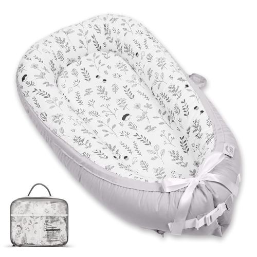 EAQ Baby Lounger, Snuggle Me Lounger, Portable Baby Nest Breathable & Soft, 100% Cotton Baby Lounger Pillow, Safe Baby Bassinet for Co-Sleeping, Nursery, Travel, Playtime