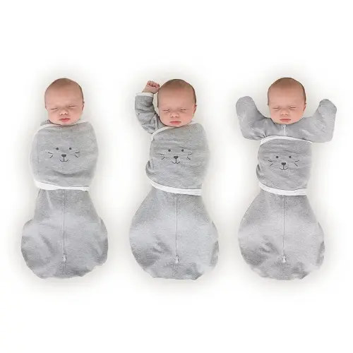 SwaddleDesigns 6-way Omni Swaddle Sack, Arms Up Swaddle for Newborn, Easy Transition Sleep Sack, Small, 0-3 mo, Grey