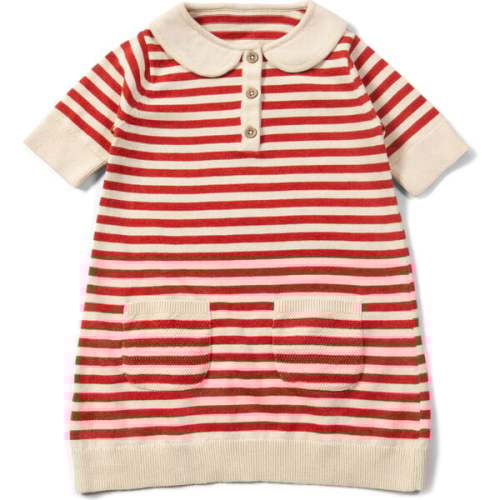 Nautical Red Striped Knitted Collar Dress, Red - Little Green Radicals | Maisonette