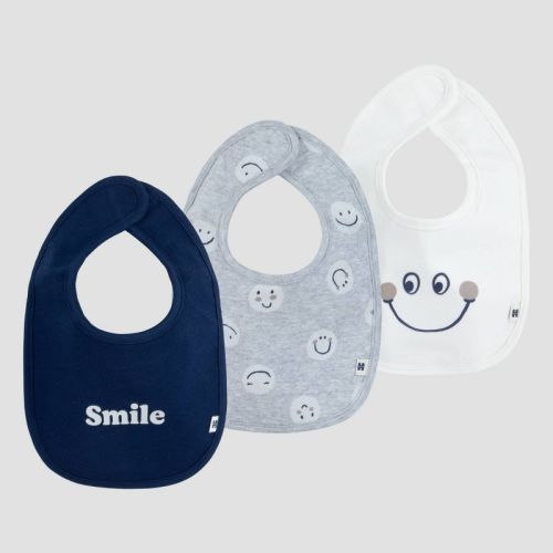 Huggies Baby 3pk Organic Uni Happy Face Bib