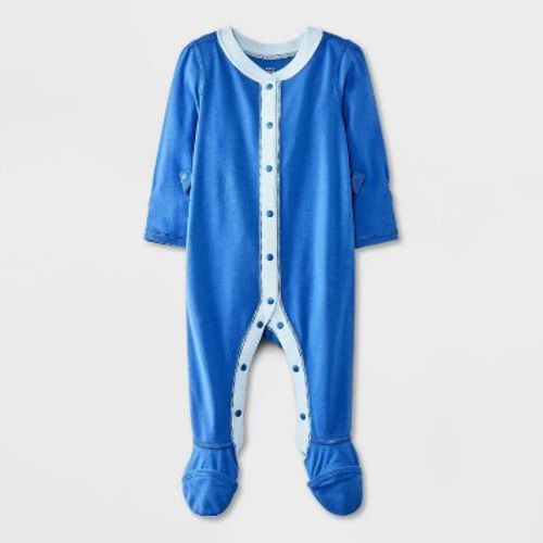 Baby Adaptive Long Sleeve Pajama Romper - Cat & Jack™ Blue/orange 0-3m