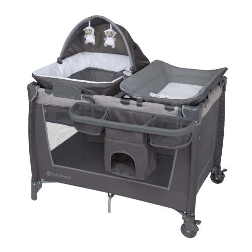Baby Trend Simply Smart 2.0 Nursery Center Playard with Bassinet and Travel Bag  Shale Grey