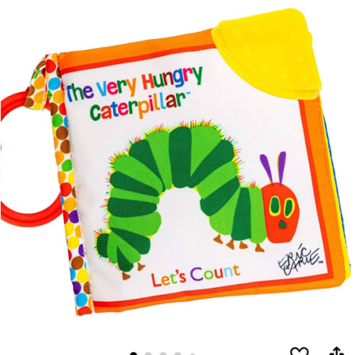 Let's Count Soft Book - World of Eric Carle the Very Hungry Caterpillar Baby on the Go Clip Teething Crinkle Soft Sensory Book for Babies, 5.25x5.25 Inch