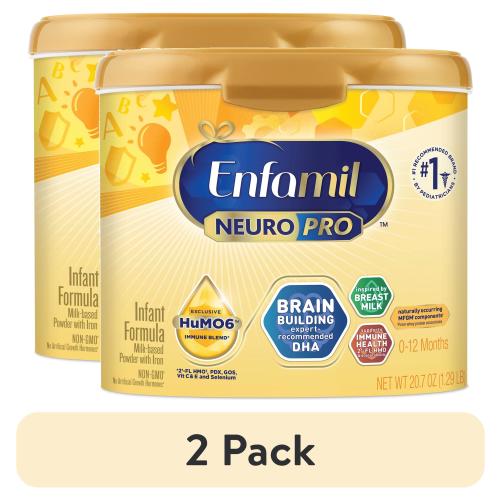 (2 pack) Enfamil NeuroPro Powder Baby Formula, Brain Support, 20.7 oz Tub