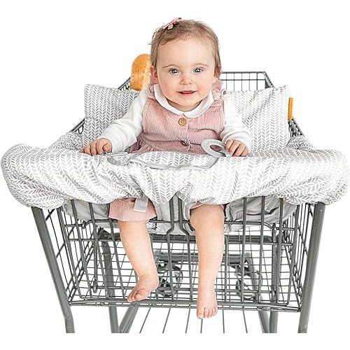 2-in-1 Cushy High Chair Cover and Shopping Cart Cover for Baby, Comfortable Cover for Grocery Cart, Universal Fit Cart Cover for Babies, Includes Storage Pouch - Little Arrows