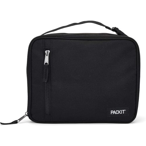 PackIt Freezable Classic Lunch Box, Black, Built with EcoFreeze® Technology, Collapsible, Reusable, Zip Closure With Zip Front Pocket and Buckle Handle, Designed for Fresh Lunches