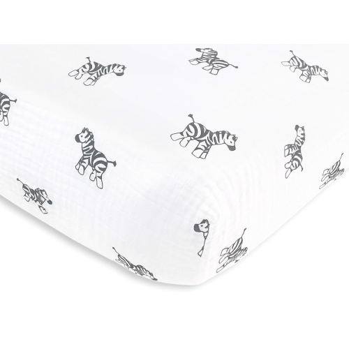 Amazing Baby Cotton Muslin Fitted Crib Sheet, Zebra, Soft Black , 28x52x6 Inch (Pack of 1)