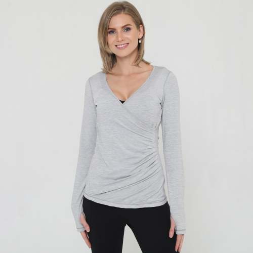 Olivia During & After Crossover Layering Long Sleeve Top (Space Grey)