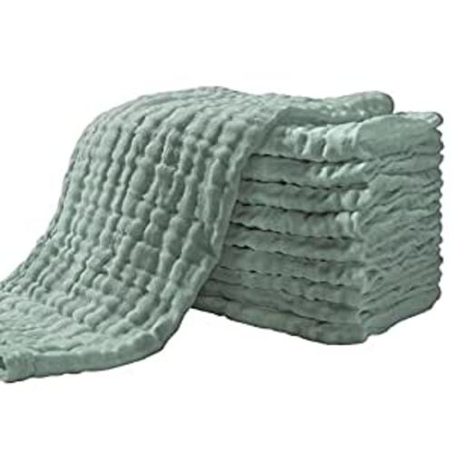 Amazon.com: Yoofoss Muslin Burp Cloths for Baby 10 Pack 100% Cotton Baby Washcloths for Boys Girls Large 20''X10'' Super Soft and Absorbent Dark Green : Baby