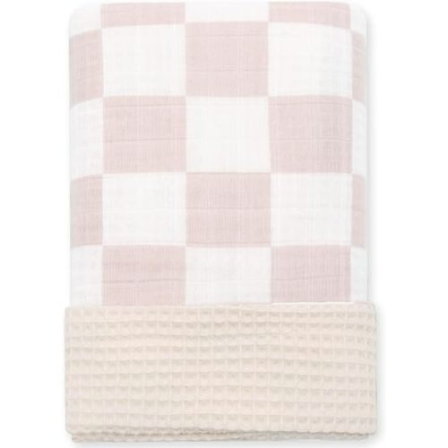 LifeTree Waffle Baby Blankets Neutral, Muslin Checkered Swaddle Blankets for Boys Girls, 2 Layers Crib Stroller Blanket Receiving Blankets with Muslin Front and Waffle Backing Infant Newborn