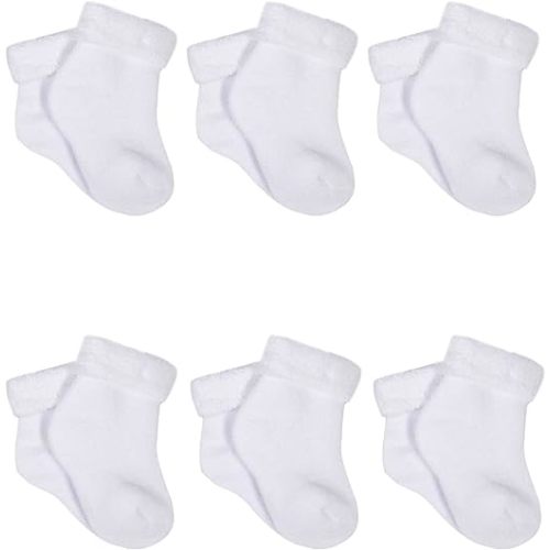 Gerber Baby-Girls 6-Pair Sock - 0-3 Months - White