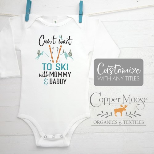 Ski Onesie®, Ski with Mommy and Daddy, Ski Baby, Organic Baby Clothes, Bodysuit, Baby Girl Ski, Baby Boy Ski, Baby Clothes, Ski Baby Outfit