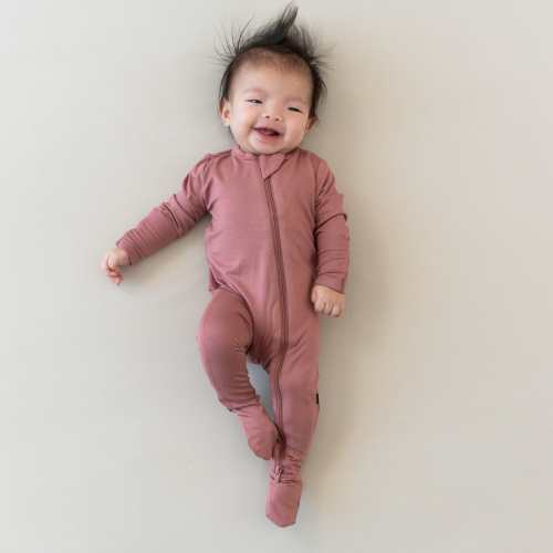 Zippered Footie in Dusty Rose - Newborn