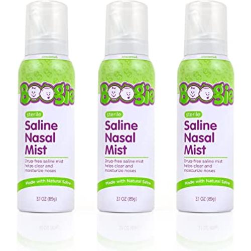 Boogie Mist Baby Saline Nasal Spray, Allergy Relief, Nasal Decongestant, FSA/HSA Eligible, Made with Saline, Unscented, 3.1 Ounce (Pack of 3)…