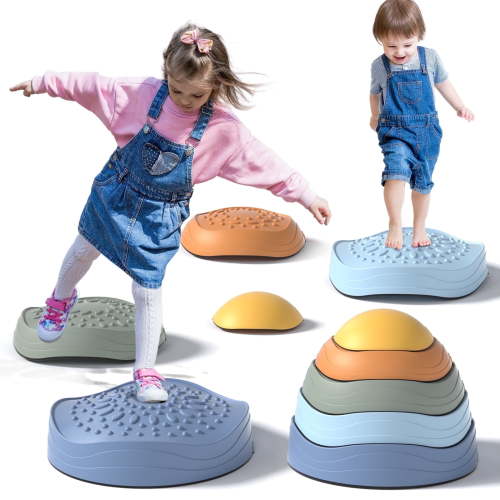 Stepping Stones for Kids, Upgraded Support Bones Toddler Stepping Stones, 5 Pcs Non-Slip Balance Stepping Stones, Up to 220lbs, Coordination Skills Sensory Toys for Ages 2 3 4 5 6+, with Storage Bag