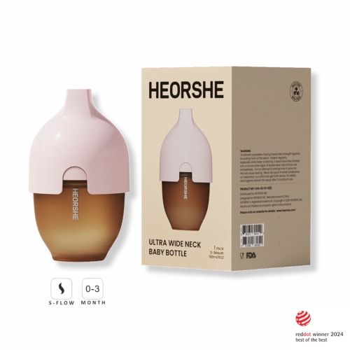 HEORSHE 5 oz Pink Ultra Wide Neck Baby Bottle – BPA-Free & Anti-Colic