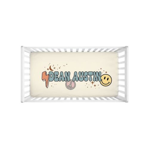 Personalized Groovy Name Crib Sheet Custom Retro Crib Sheet - Etsy
