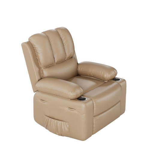 Towallmark Massage Chair Full Body,Leather Recliner Chair, Manual Rocking Recliner w/Comfortable Arms and Cup Holders for Living Room CF8011 - Large 21.2" Seat Width