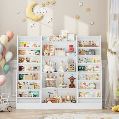 Ebern Designs 51" W 5-Tier Kids Bookshelf with 14 Sling Pockets | Wayfair