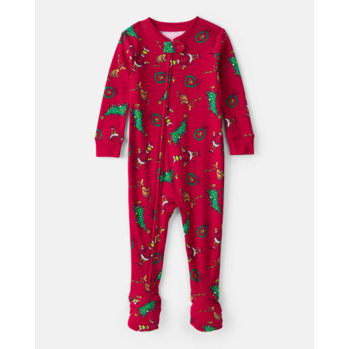 Baby Dr. Seuss™ The Grinch Print 100% Cotton Long-Sleeve Snug Fit 1-Piece Pajamas - Red - Carter's | Carter's