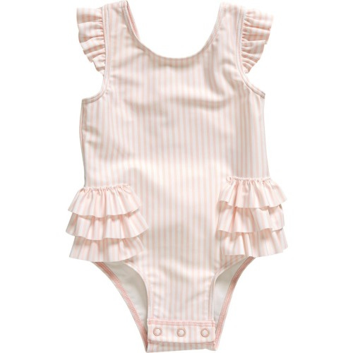 Baby Ruffle One-Piece Swimsuit, 9M, Pink English Shae Stripe