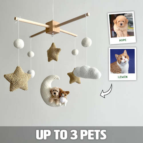 MY DOLLFY Pet Moon Brown | Custom Crochet Pet Nursery Baby Mobile