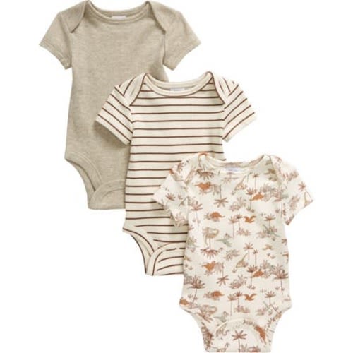 Assorted 3-Pack Cotton Bodysuits, Newborn