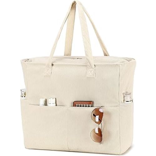 LEDAOU Beach Bag Waterproof Sandproof Women Tote Bag Pool Bag with Zipper for Gym Grocery Travel with Wet Pocket