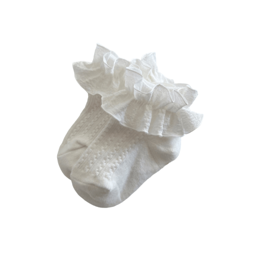 Scrunchie Ruffle Socks, White