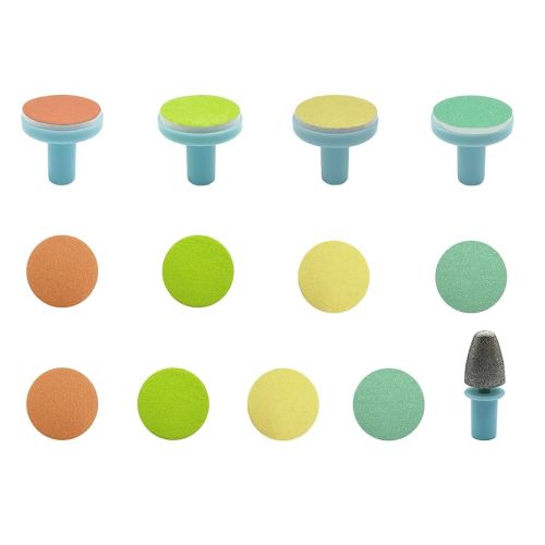 Electric Nail Trimmer Replacements,13 in 1- Baby Electric Nail Buffer Sandpaper Pads (Assorted Pads with Blue Base)