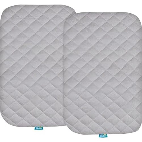 Biloban Waterproof Bassinet Mattress Pad Cover(35"x21"), 2 Pack, Ultra Soft Bamboo Surface, Quilted Bassinet Mattress Protector Fit for TCBunny 2-in-1/Fodoss/Besrey Baby Bedside Sleeper, Gray