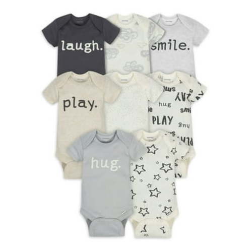 Onesies Brand Baby Girl Short Sleeve Onesies Bodysuits, 8-Pack