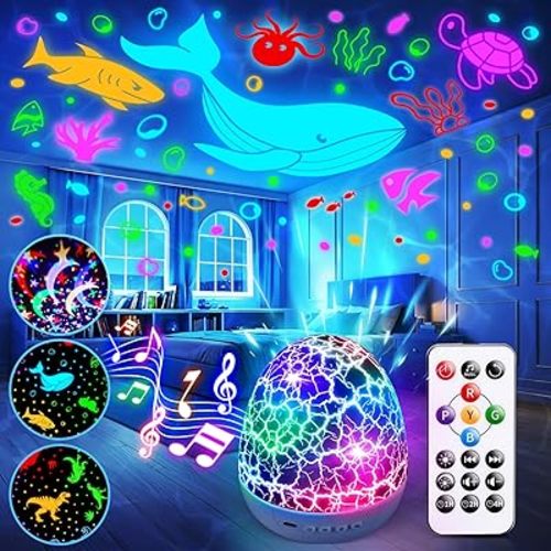 Baby Sound Machine Night Light Projector | 15 Sleeping Sounds & 3D Films | 31Colors & Remote Control | Toddler Night Light for Kids, Baby White Noise Machine, Sound Machine baby, Egg Light for Nursery