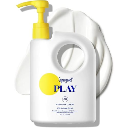 Supergoop! PLAY Everyday Lotion SPF 50 - Broad Spectrum Body & Face Sunscreen for Sensitive Skin - Great for Active Days - Fast Absorbing, Water & Sweat Resistant - 18 fl oz