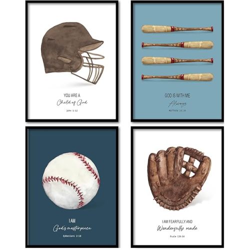 Christian Baseball Wall Art Prints 12x16
