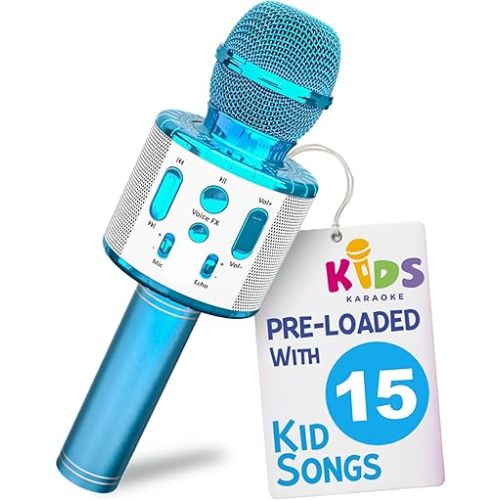 Move2Play, Kids Karaoke Microphone | Includes Pre-Loaded Songs & Bluetooth | Kids Birthday Party Gift | Toy for All Ages 2, 3, 4, 5, 6+ Year Old Girls, Boys & Toddlers