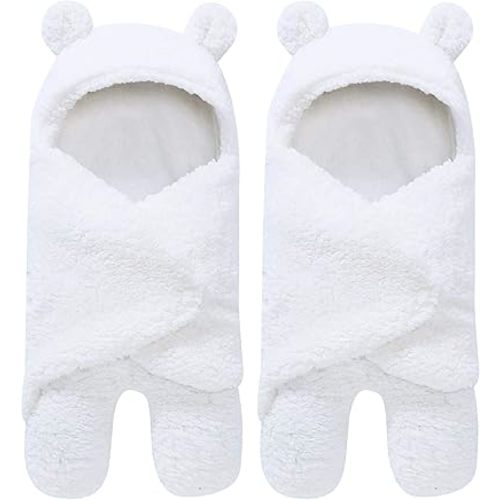 2 Pack Sherpa Baby Swaddle Blanket - Ultra Soft Plush for Infants 0-6 Months | Receiving Swaddling Wrap - Ideal Newborn Registry and Toddler Boy Accessories | Nursery Blankets - White