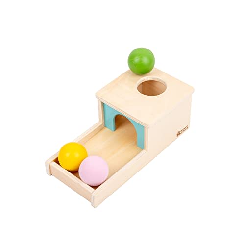 Adena Montessori Object Permanence Box with Tray Three Balls Montessori Toys for 6-12 Months Baby 1 Year Old Infant Toddler (Small Box - for Boy)