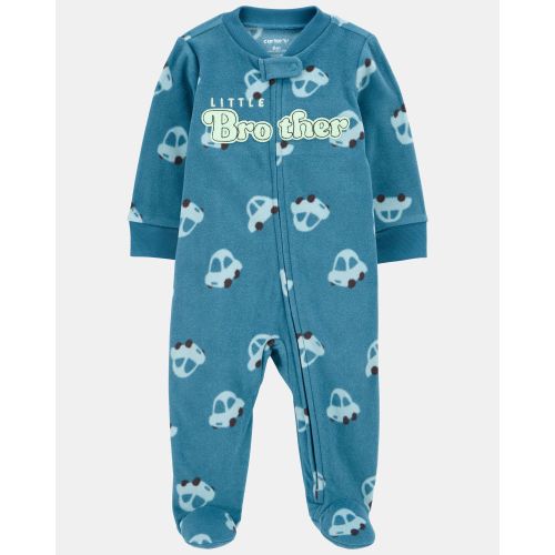 Baby Boy Little Brother Fleece Zip-Up Sleep & Play Pajamas - Blue - Carter's | Carter's